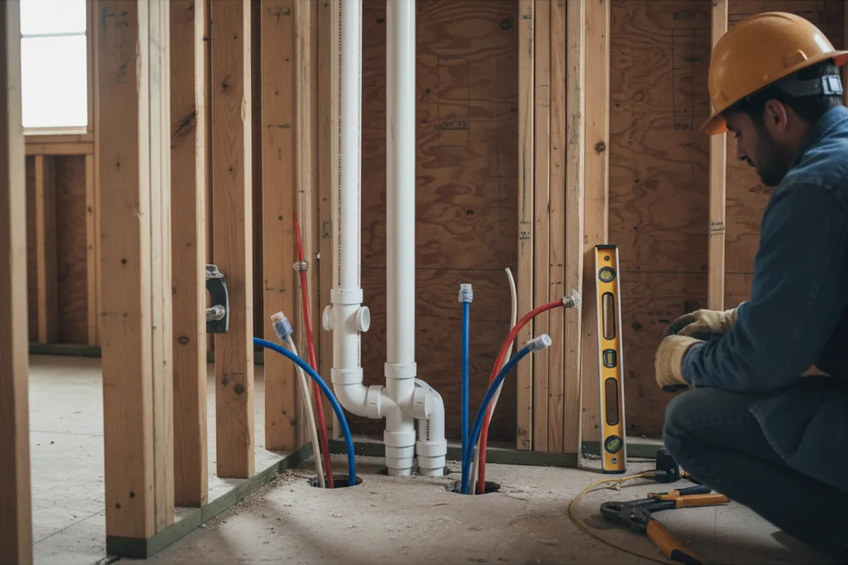Drain and supply rough-in during Drain Cleaning in Pleasant Lake